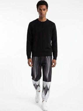 Bun & Roses Power Ranger Men's L Bamboo Black Gray Elastic Waist Jogger Pants